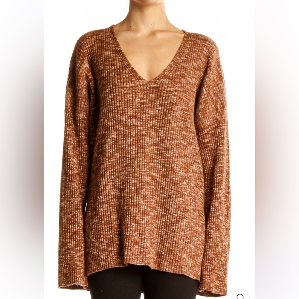 Abercrombie and fitch brown knit v neck oversized sweater